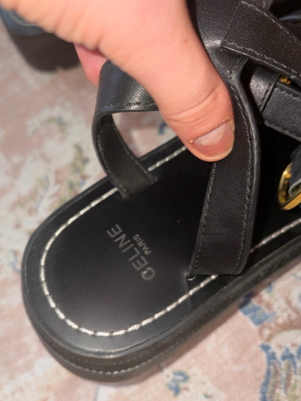 CELINE CLEA TRIOMPHE GLADIATOR SANDAL in CALFSKIN Gold logo - Picture 7 of 8